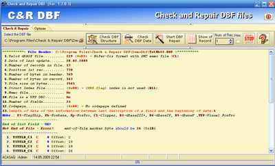 Check and repair DBF Screenshot